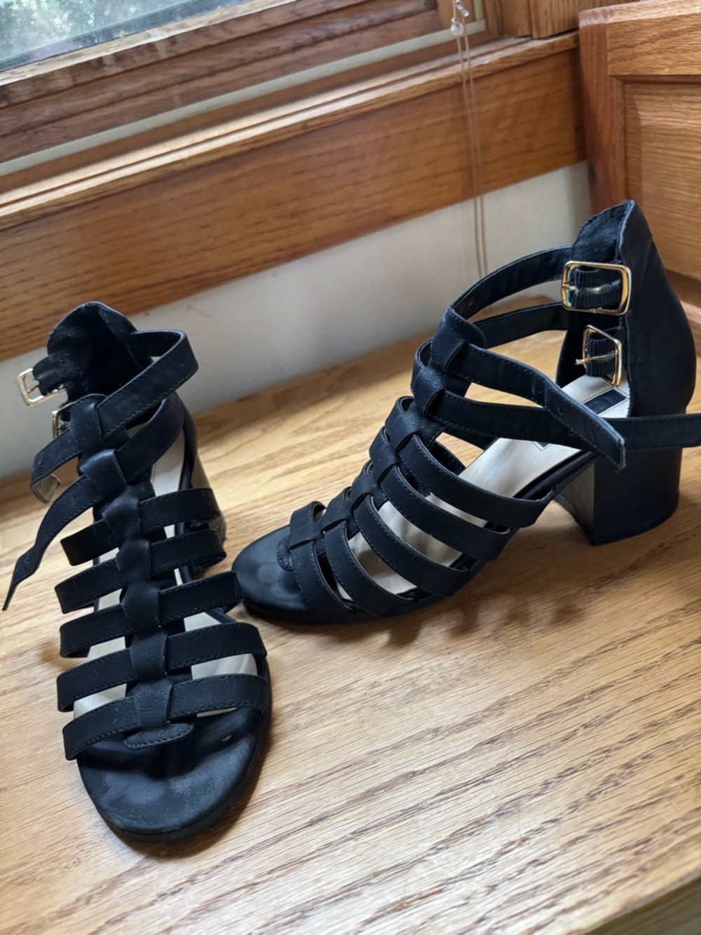 Women’s Black Strappy Block Heel Sandals